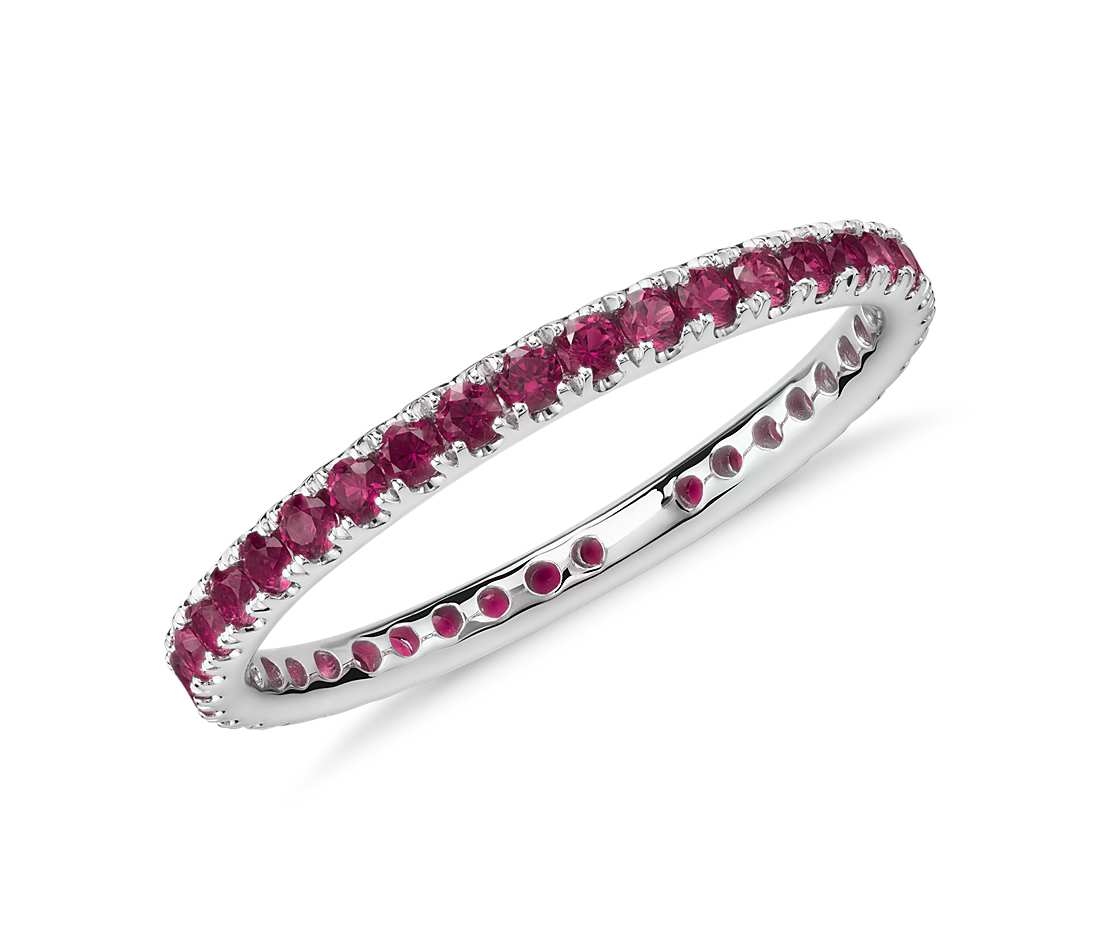 Ruby Eternity Ring in 18k White Gold - Tanary Jewelry